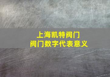 上海凯特阀门 阀门数字代表意义